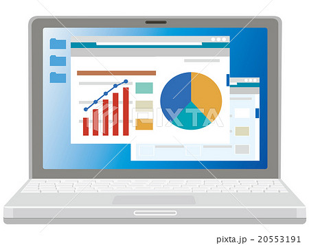 ノートパソコン 画面 表 計算のイラスト素材