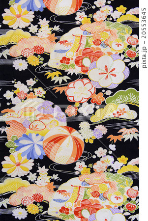 日本の紋様　絹織物　染め物　古布 20553645