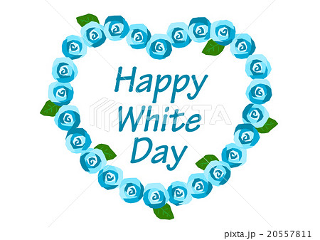 White Day ホワイトデー ハート ロゴマーク 薔薇 青のイラスト素材