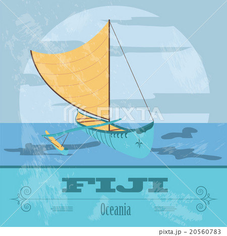 Fiji. Fijian canoeing. Retro styled image 20560783