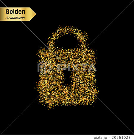 Gold glitter vector icon of padlock isolated on 20561023