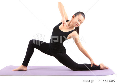 woman in black suit yoga excercise 20561605