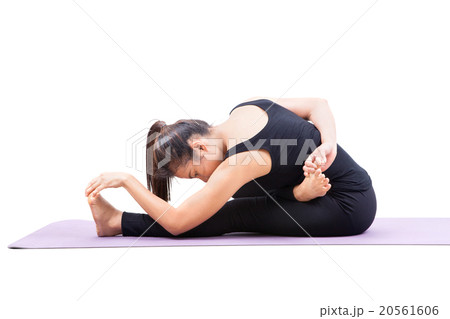 woman in black suit yoga excercise 20561606