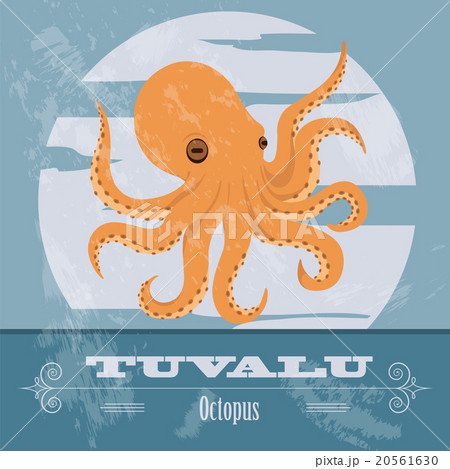 Tuvalu. Octopus. Retro styled image. 20561630