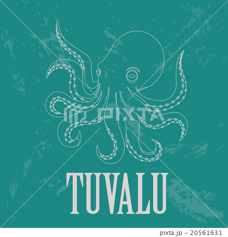 Tuvalu. Octopus. Retro styled image. 20561631