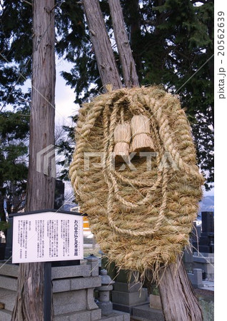 信州　松本無形文化財　両島のお八日念仏と足半草履　大きなわらじで疫病神退散？　正面縦 20562639