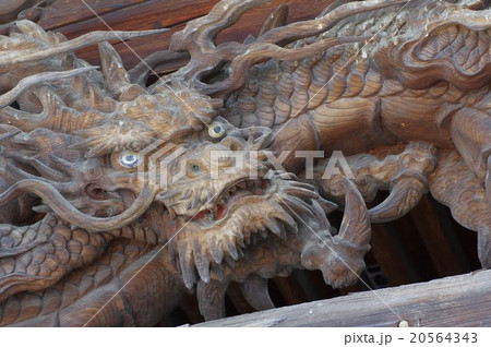 信州　松本の文化財　無極寺（むごくじ）　本堂龍の彫刻拡大　諏訪立川流の名工の建築と彫刻 20564343