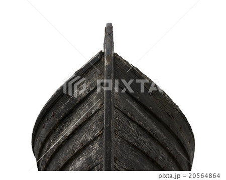 Front view of an old fishing wood boat 20564864