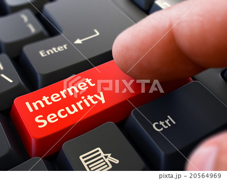 Internet Security - Clicking Red Keyboard Button. 20564969