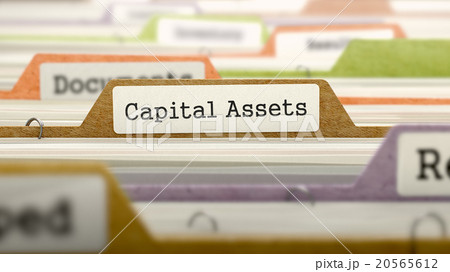 Capital Assets Concept on File Label. 20565612