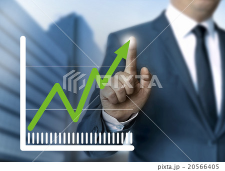 Man showing stock price touchscreen concept 20566405
