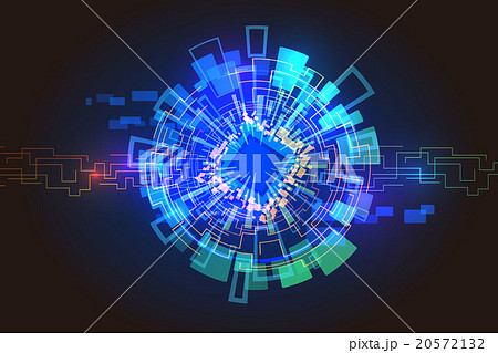 電子回路と光線 アブストラクトイメージ 回転と集中のイラスト素材