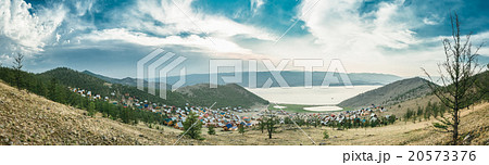 Panoramic view from the mountain to the village. Panoramic view from the mountain to the village. 20573376