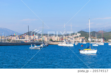 Sailing yachts and motorboats moored in Ajaccio 20574517