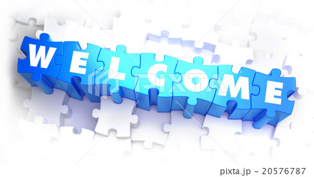 Welcome - White Word on Blue Puzzles. 20576787