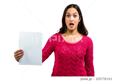 Portrait of worried woman holding document Portrait of worried woman holding document 20579141