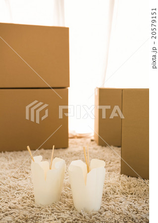 Two white noodles boxes Two white noodles boxes 20579151