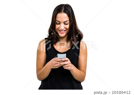 Happy beautiful woman using phone 20580412