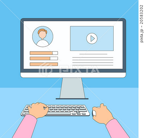 Desktop Hands Type Working Using Computer Thin 20583202