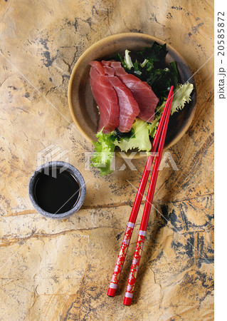 Sashimi Tuna with soy sauce Sashimi Tuna with soy sauce 20585872