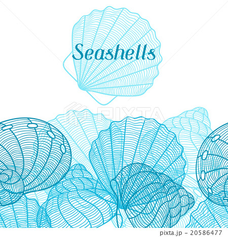 Marine background with stylized seashells. Design 20586477