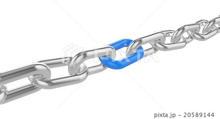 Chrome chain with a blue link at the center. Chrome chain with a blue link at the center. 20589144