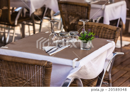 Cozy Restaurant tables ready for service Cozy Restaurant tables ready for service 20589348