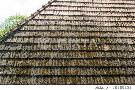The old roof with moss-grown tiles 20589852