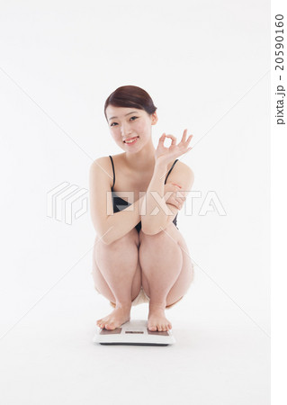 体重計と若い女性 体重計と若い女性 20590160