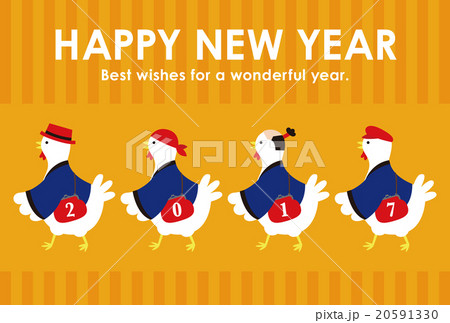 年賀状2017　にわとりの行進 20591330