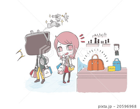 買い物をする女性と財布の男性 買い物をする女性と財布の男性 20596968