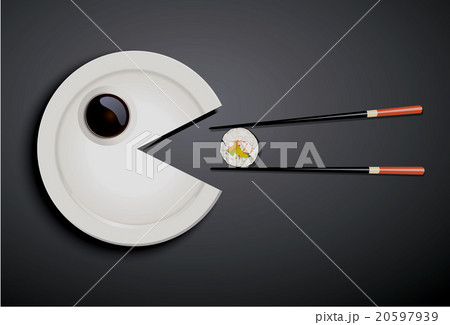 Vecter of white plate eating sushil with chopstick 20597939