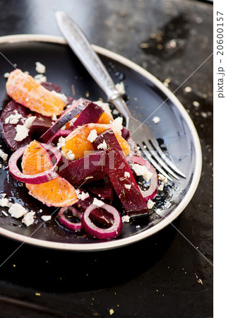 Salad with beetroot, orange, onions, cheese Salad with beetroot, orange, onions, cheese 20600157