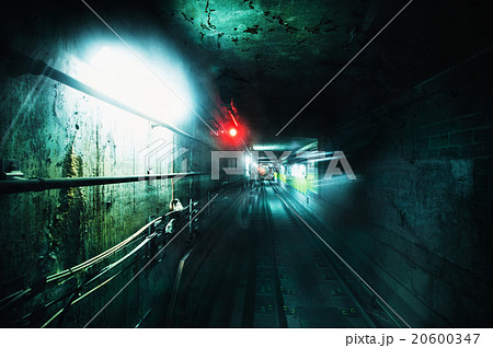 Dark underground tunnel. Grunge image with grain texture 20600347