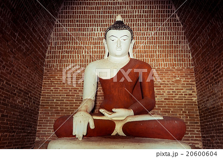 Buddha statue inside Buddhist Pagoda ruins Myanmar 20600604