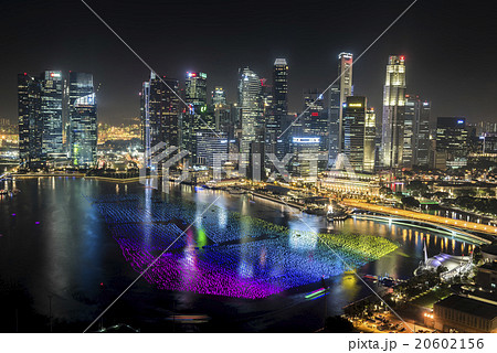 Aerial night view of Singapore cityscape 20602156