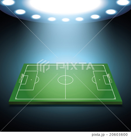 Bright spotlights illuminated soccer field 20603600