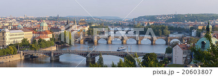 Sunrise over Prague. Panorama of five bridges. Sunrise over Prague. Panorama of five bridges. 20603807