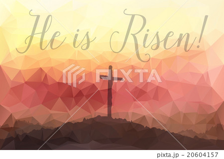 Easter scene with cross. Jesus Christ. Polygonal 20604157
