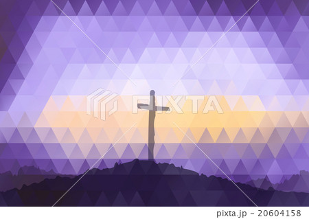 Easter scene with cross. Jesus Christ. Polygonal 20604158