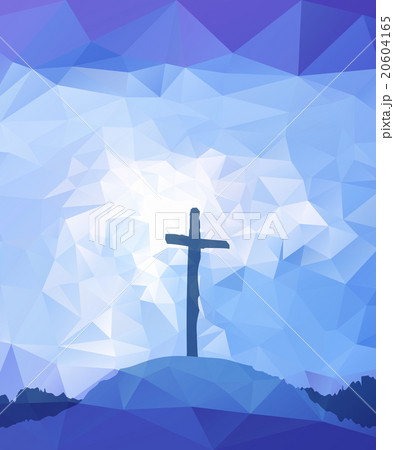 Easter scene with cross. Jesus Christ. Polygonal 20604165
