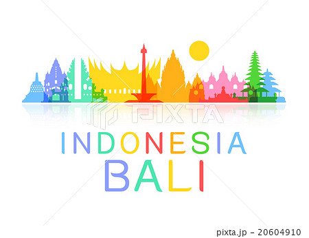 Indonesia Travel Landmarks のイラスト素材