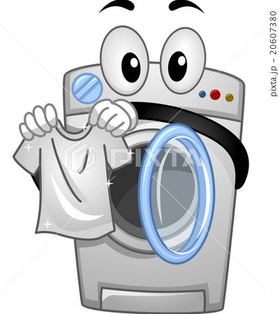 Mascot Washing Machine Handling a Clean White Shirt Mascot Washing Machine Handling a Clean White Shirt 20607380