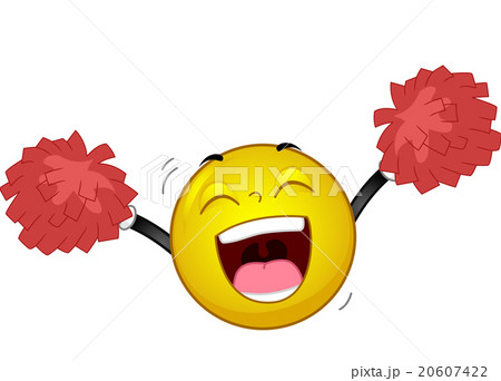 Happy Smiley Cheer Pompoms - Stock Illustration [20607422] - PIXTA