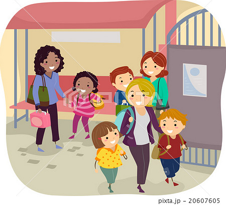 Stickman Kids School Fetch Waiting Area Mothers 20607605
