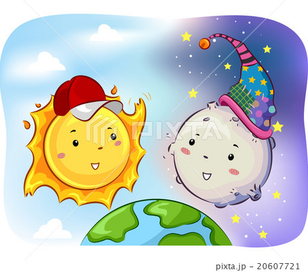 Mascot Sun Moon Face Together 20607721