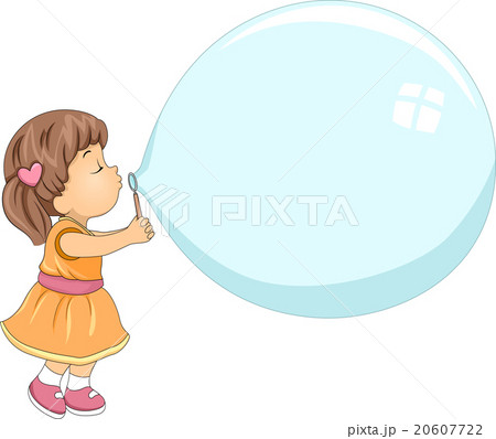 Kid Girl Blow Giant Bubble 20607722