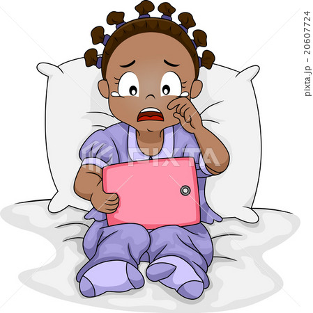 Sad Kid Girl African Tablet Crying 20607724