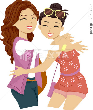Teen Girls Friends Big Hugs - Stock Illustration [20607902] - PIXTA