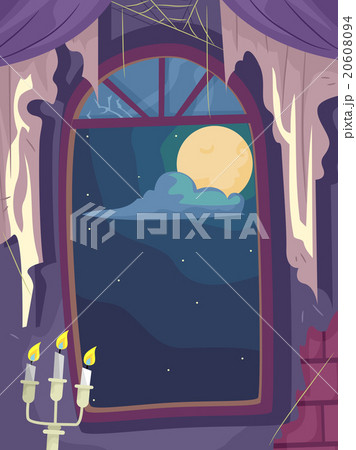 Haunted House Window Candles Cobwebs 20608094